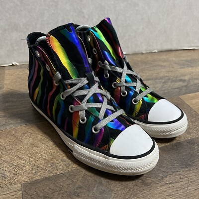 Converse Junior 667601C Chuck Taylor Multicolor Sneaker Shoes Size 3 Rainbow