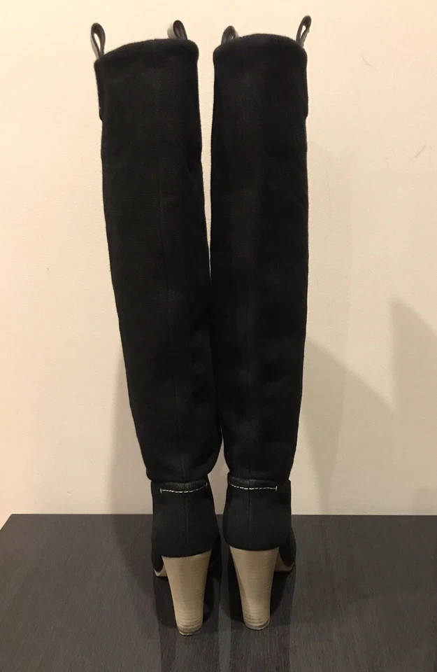 Reed Krakoff Black Leather/Canvas Knee-High Boots, size 37 - Image 4 of 4