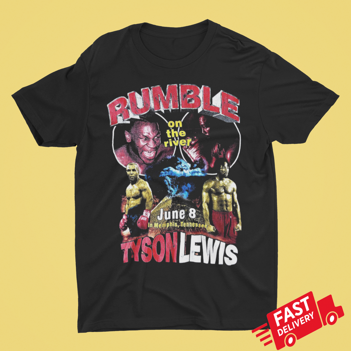 Rumble on the  Lewis vs Tyson Tシャツ Mike Tyson Lennox Lewis Rumble on the River Boxing Fight Men T
