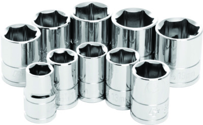 Performance Tool 10 Pc 3/8'' Met Socket Set Shallow | W38202