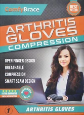 NEW ComfyBrace Arthritis Hand Compression Gloves, Gray, Sz M, OPEN BOX