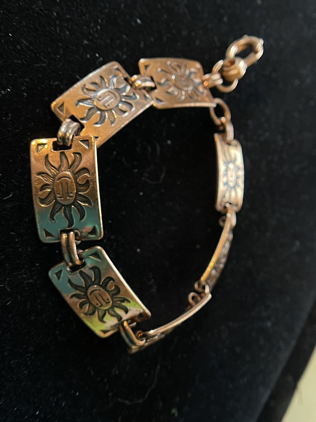 vintage Copper Rectangular Link Panel Bracelet Wi… - image 4