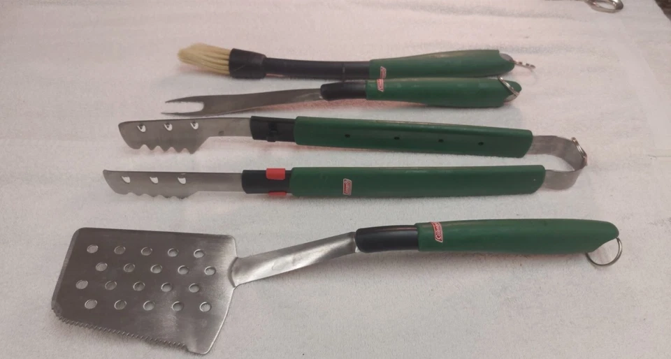 Vintage Coleman BBQ Grill Tools/Set Green Camping Camper Quality Clean VGC F-S - Image 2 of 4