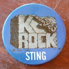 Vintage WXRK 92.3 K Rock Sting from the Police promotional button pin 1.75"