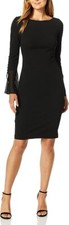 NEW Calvin Klein Women's Solid Sheath Chiffon Bell Sleeves Dress Size 6 B869