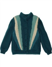 Les Copains Womens Knit Bomber Jacket Uk 16 Large Blue Colourblock Pt04