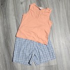 Vintage Y2K Nautica 100% Cotton Plaid Shorts Pajama Set Size Womens Size Small