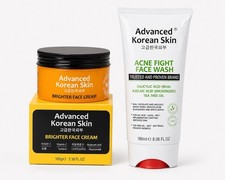Advanced Korean Skin Brightening Cream Acne Face Wash Set