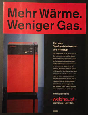 29. Weishaupt Heiztechnik Thermo Gas Werbeanzeige Werbung Reklame 1994