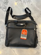 Targus 17" Black Leather Laptop Computer Case Bag Shoulder Strap NWT Rare