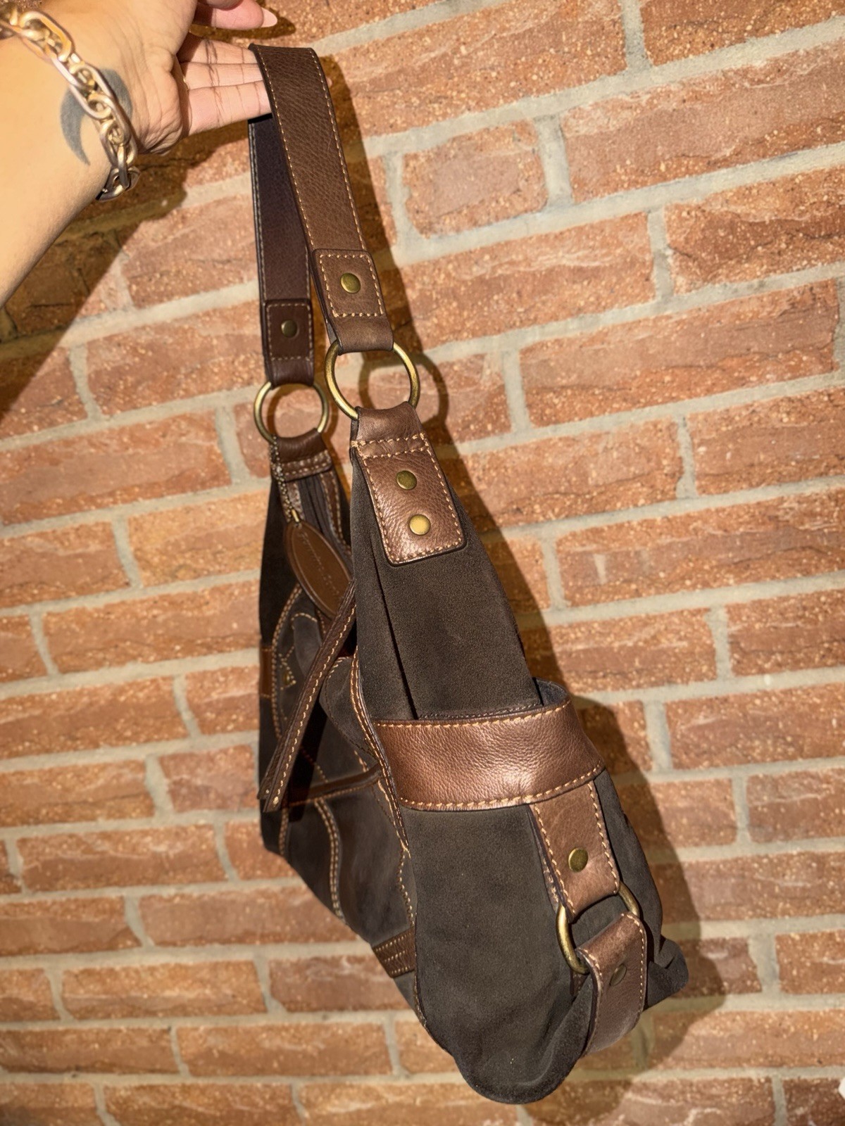 Brown Patchwork Medium Sized Women’s Handbag Purse - image 3