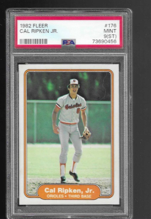 1982 FLEER CAL RIPKEN JR. RC GRADED PSA 9 MINT (STAIN) ON BACK SEE SCANS #176