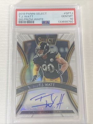 2019 Select T.J. Watt Auto Prizm White 4/10 PSA 10 POP 5 Pittsburgh Steelers