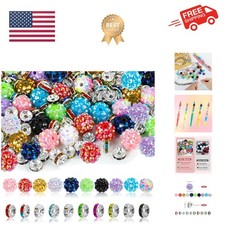 250 Pcs Beads for Pens, Focal Beads for Beadable Pens, Rhinestone Bead, Space...