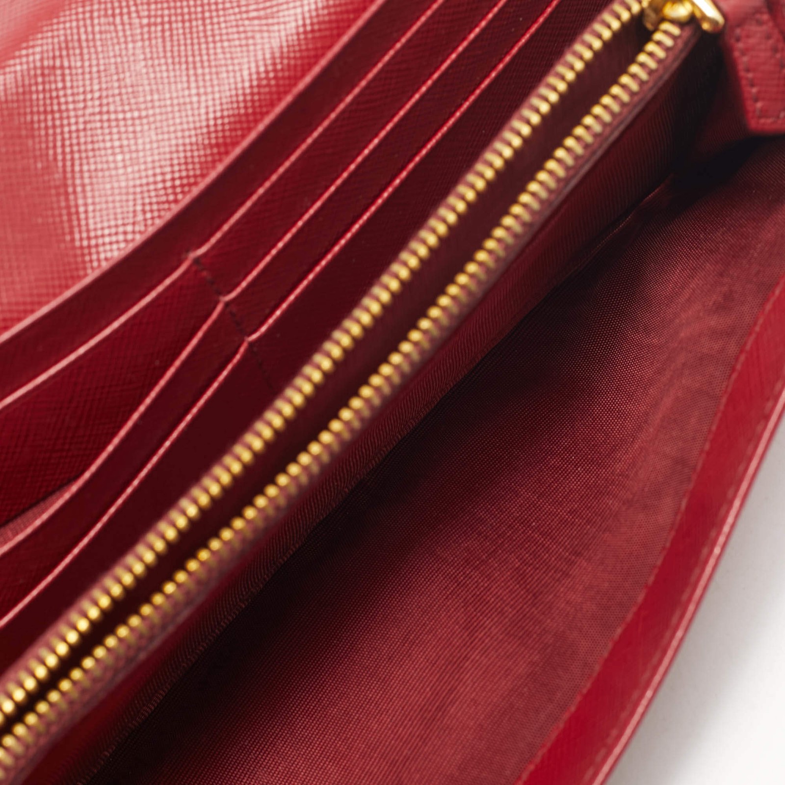 Prada Dark Red Leather Crystal Embellished Flap Continental Wallet thumbnail 2