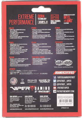 Patriot Viper Elite II DDR4 RAM 32GB (2X16GB) 4000Mhz CL20 1.4V