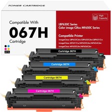 4 Pack High Yield 067H Toner Cartridge Set for Canon 067 Color ImageCLASS MF650C