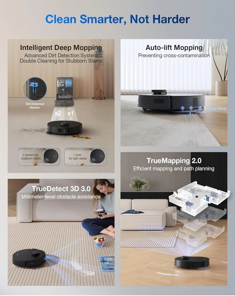 ECOVACS DEEBOT T30S AI Care Robot Vacuum and Mop Edge Mopping AI Instant Re-mop - Image 3 of 3