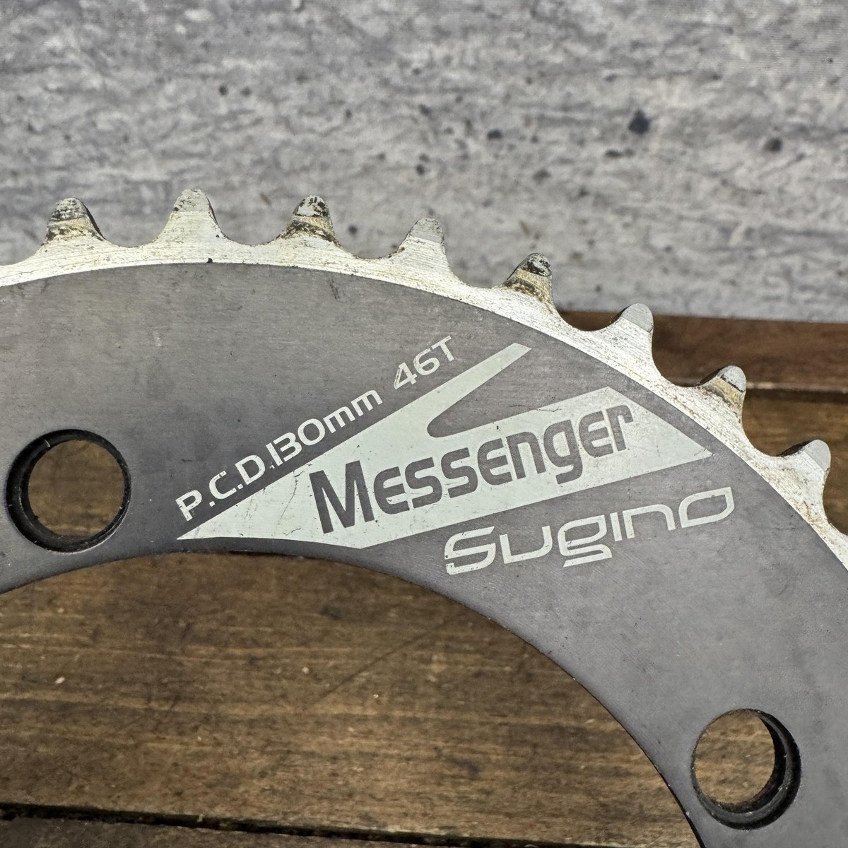 Sugino Messenger 46T Chainring 130 BCD 5-Bolt Black Alloy 46 Tooth
