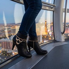 NEW Women 2PCS Gold Metal Boot Chain Shoe Anklet Moon Handmade Charm PAIR