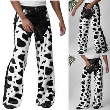 Mens Cowboy Chaps Western Motorcycle Riding Pants Buttless Cutout trousers Club
