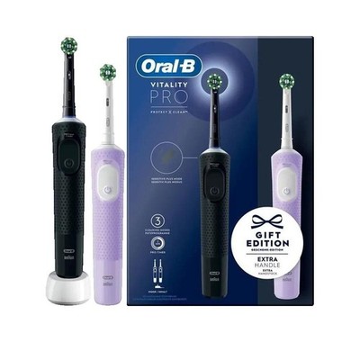 Oral-B Vitality Pro D103 Duo Elektrische Zahnbürste Schwarz Violett