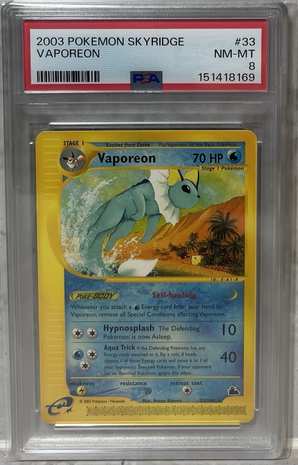 2003 POKEMON SKYRIDGE #33 VAPOREON NON-HOLO RARE PSA 8