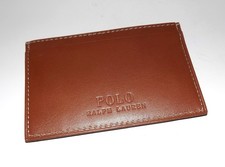 NEW POLO RALPH LAUREN MEN'S LEATHER SLIM CARD CASE WALLET COGNAC