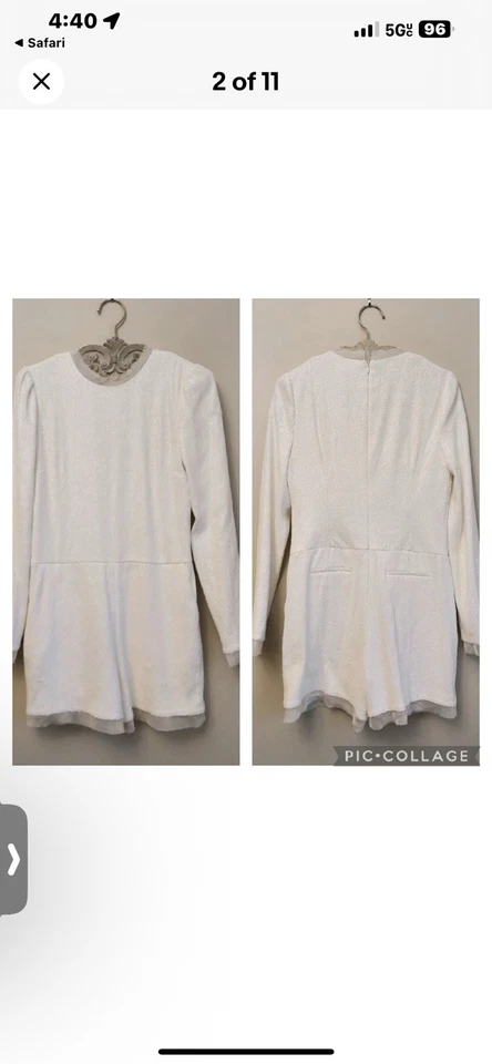 Rachel Zoe White Sequin Jumpsuit Romper Pristine Condition Size 2 Wedding - Image 2 of 3