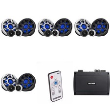 Kicker Premium Marine 4 Pair  6.5" Component Speaker and Amplifier bundle I...