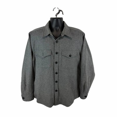 Pendleton Wool Shirt Jacked Lined Grey Size Large Button Front Lined Flannel 