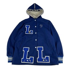 VTG 80s Standard Pennant Wool Letterman Varsity Jacket Hooded 1987 Size M-L Long