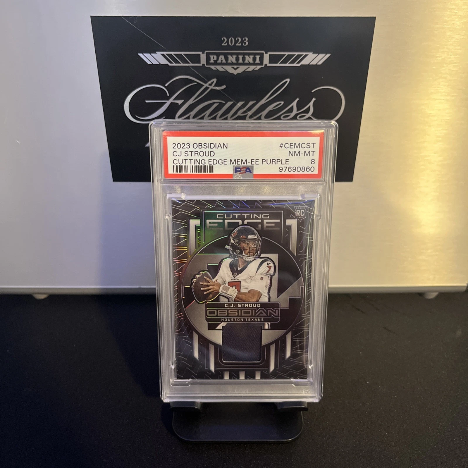 CJ Stroud Panini Obsidian Cutting Edge Memorabilia #CEMCST Electric Etch Purple