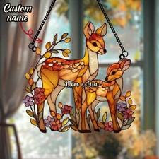 Acchiappasole finto acrilico cervo bosco da appendere, cervo e cerbiatto foresta regalo