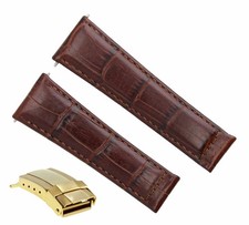 LEATHER STRAP FOR ROLEX DAYTONA 16518 116519 WATCH L/BROWN REGULAR GOLD CLASP