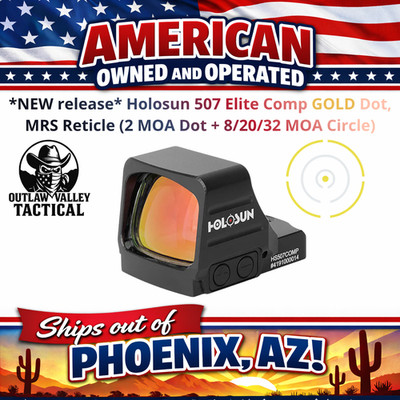 Holosun 507 Elite Comp GOLD Dot, MRS Reticle (2 MOA Dot + 8/20/32 MOA Circle)