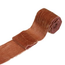 1 Roll Velvet Ribbon, 3 Inch x 3 Yard Silk Frayed Ribbon, Light Orange