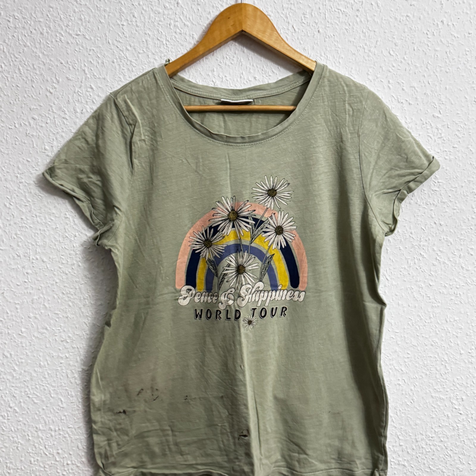 Identic Nature "Peace & Happiness" Graphic T-Shirt - Sage Green image 2