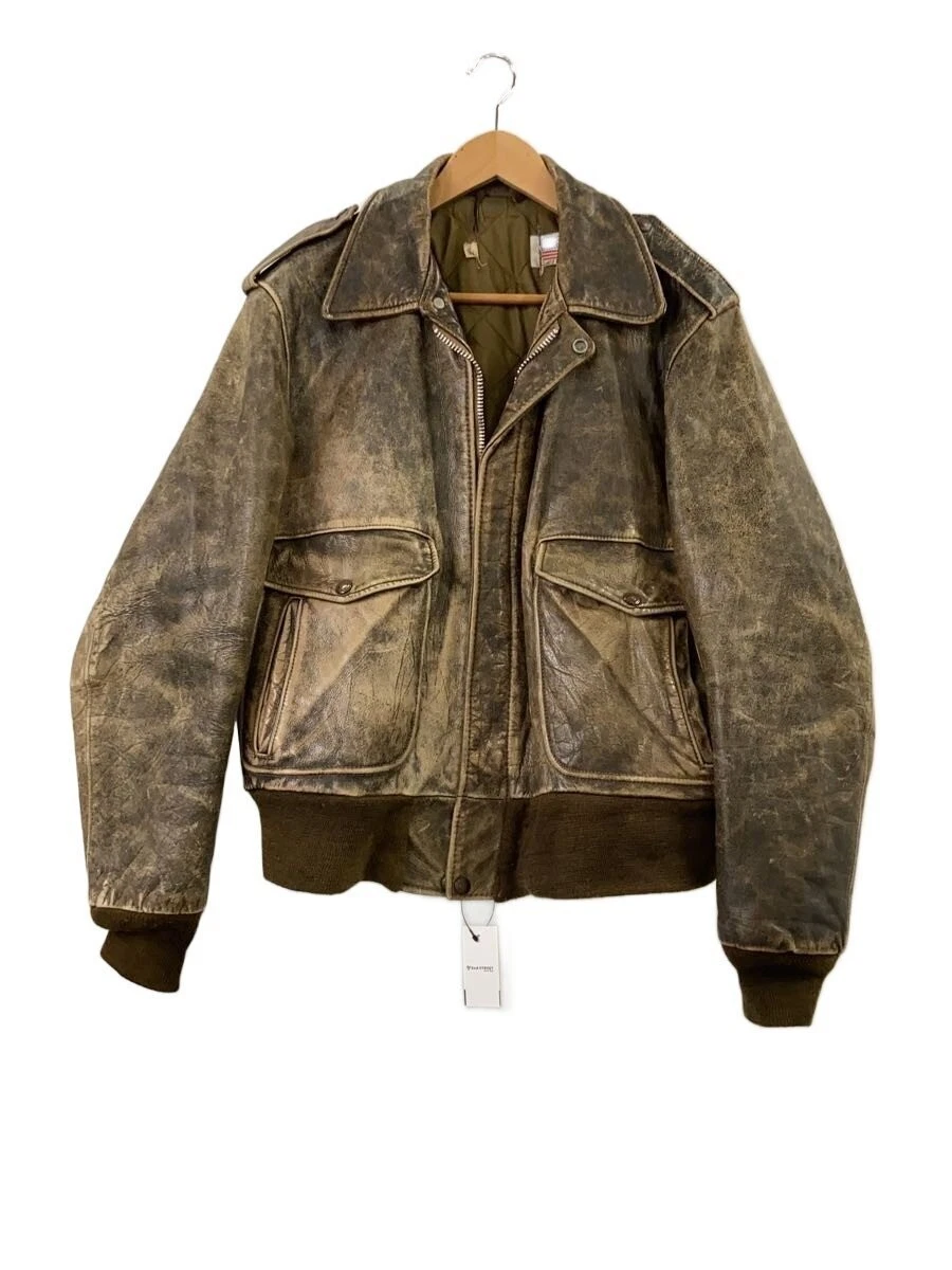 Chaqueta Schott 42 cuero marrón liso 1885-D