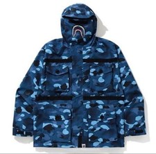 A Bathing Ape BAPE Camo Shark Mask Jacket Blue M New Authentic