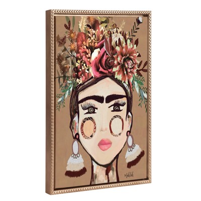 Sylvie Beaded Warm Frida Vintage Framed Canvas Wall Art by Inkheart Designs, ...