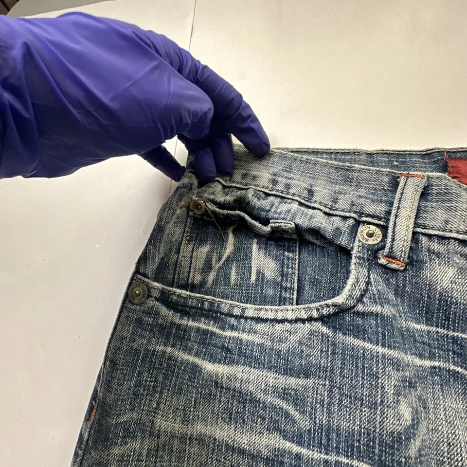 Pantalones Cortos de Denim Brooklyn Xpress Para Hombres Y2K Relajado Hip Hop Desteñido Azul Talla-34 #306 Foto 4 de 4