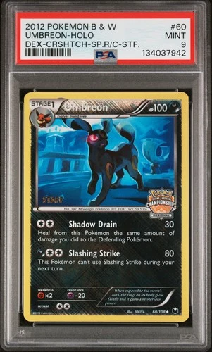 2012 POKEMON B&W DARK EXPLORERS REGIONAL CHAMP STAFF #60 UMBREON-HOLO PSA 9