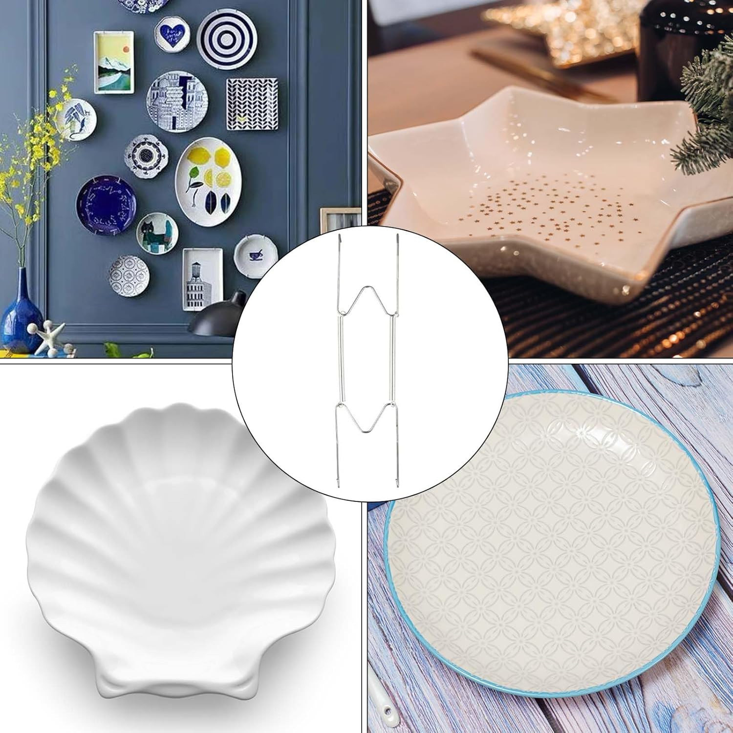 4 Pack Plate Hangers for the Wall, 6/8/10/12 Inch Plate Wall Holder Stainless St