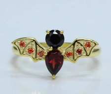 Pear Round Cut Lab Created Garnet Women's Engagement Ring 14K Yellow Gold Plated