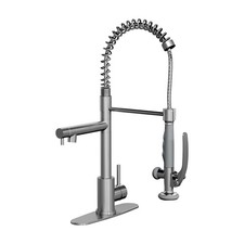 Commercial Single Handle Kitchen Sink Faucet Brushed Nickel Pull Down Sprayer