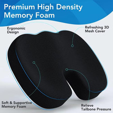 Memory Foam Seat Cushion Office Chair Car Seat Pad Coccyx Tailbone Pain Relief
