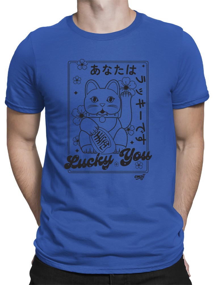 Lucky You Emoji - Japanese Maneki Neko Cat Design Men's T-shirt | eBay