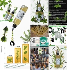 x2 Rosemary Mint Organic Castor Hair Beard Brow Lash Growth Oil (2oz)