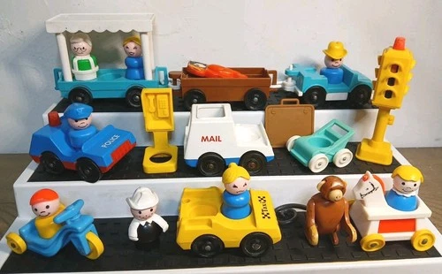 Vintage Fisher-Price Little People. People And Vehicle Large Lot Of 22